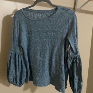 Light Blue Balloon Sleeved Top